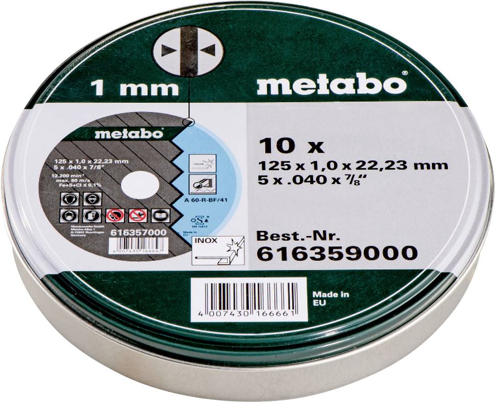 Metabo 616399000 Doorslijpschijf 125 mm 1 stuk(s) RVS