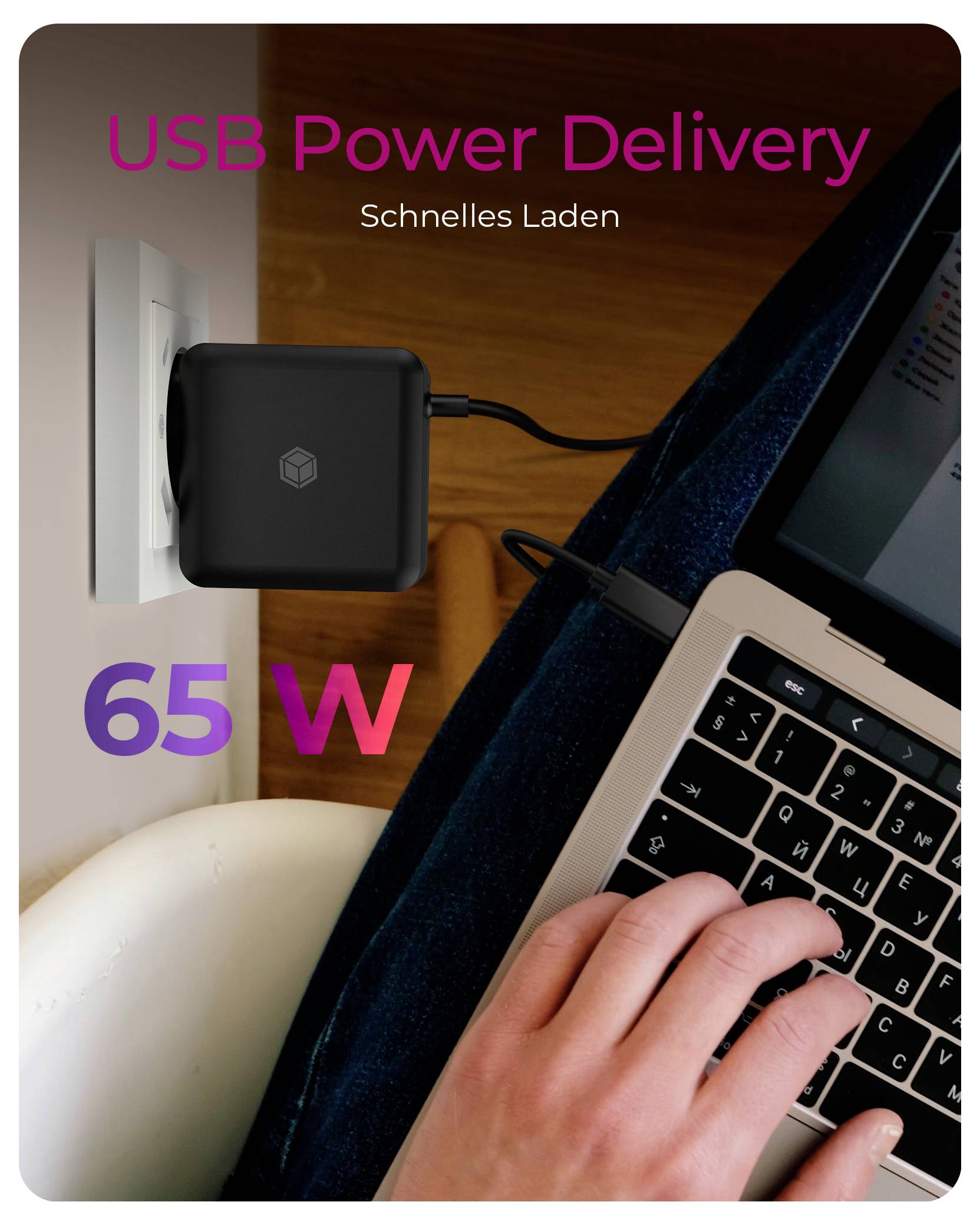 USB Power Delivery Schnelles Laden 65W