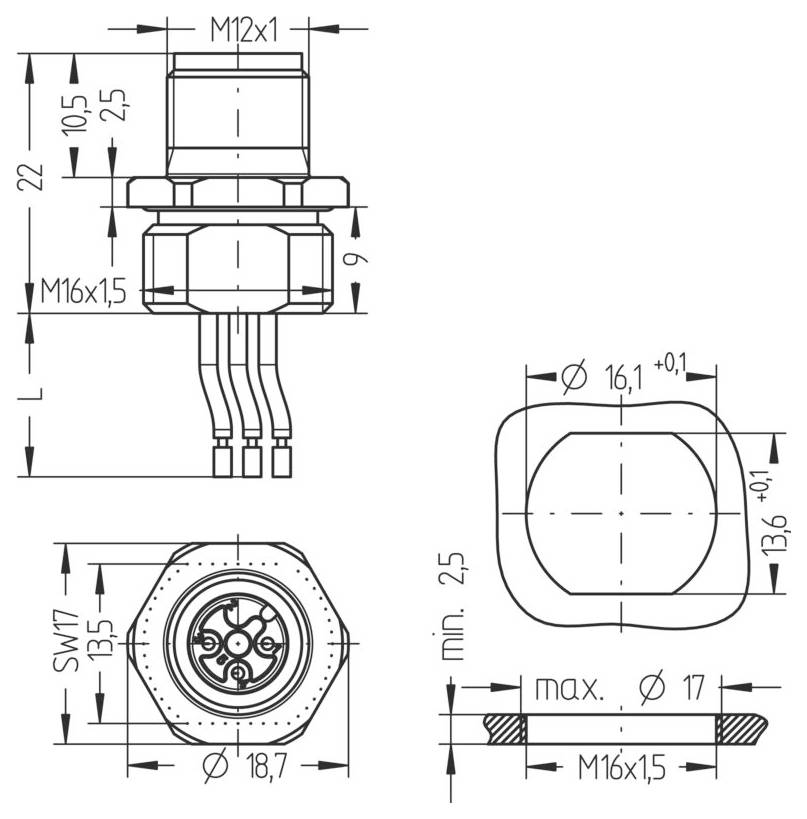 Escha 8071802 Flanschstecker M16 Flanschstecker 0.5 m Polzahl Sensoren: 4 1 St.-1