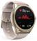 Eine Smartwatch mit einem beigen Band, die eine Herzfrequenz von 86 Schlägen pro Minute anzeigt, ein rotes Herzicon und einen Graphen mit einem Höhepunkt bei 108 und einem Tiefstwert bei 80.