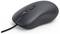 Eine schwarze kabelgebundene Computer-Maus mit zwei Tasten und einem Scrollrad, in einer Seitenansicht auf einem schlichten weißen Hintergrund dargestellt.