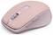 Eine kabellose rosa Computermaus mit Scrollrad und zwei seitlichen Tasten, entwickelt für verbesserte Funktionalität und Komfort.