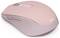 Eine rosa kabellose Maus mit Scrollrad und zwei Seitentasten, von der Marke 'hama', entwickelt für ergonomisches Handling und einfache Navigation.