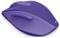 Eine lila kabellose Computermaus mit zwei seitlichen Tasten und einem Scrollrad auf der Oberseite.