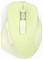 Eine hellgrüne Computermaus mit Scrollrad und ergonomischem Design, von oben betrachtet.