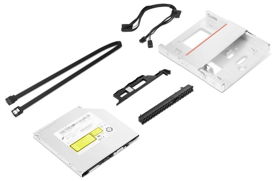 Laptop-Festplattenmontage-Kit bestehend aus einer Festplatte, Kabeln, Schrauben, Halterung und Anschluss, auf weißem Hintergrund angeordnet.