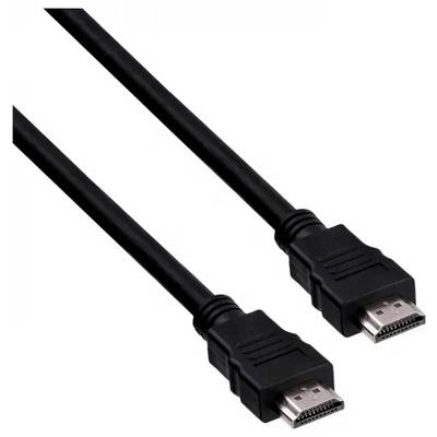 Ein schwarzes HDMI-Kabel mit Anschlüssen an beiden Enden, das verwendet wird, um Audio- und Videosignale zwischen Geräten wie Fernsehern und Computern zu übertragen.