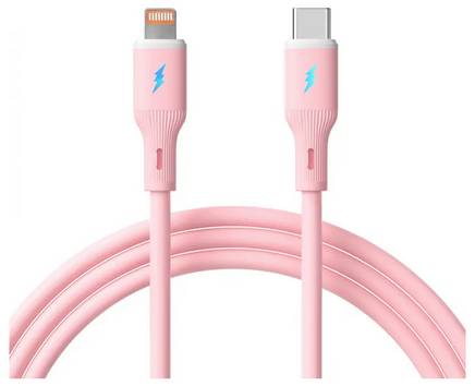 Akyga USB-Kabel  USB 2.0 USB-C® Stecker, Apple Lightning Stecker 1 m Rosa Flexibel AK-USB-71