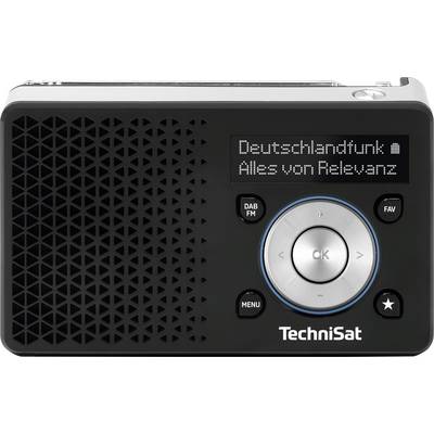 Ein kompaktes Digitalradio mit dem Display 'Deutschlandfunk - Alles von Relevanz', ausgestattet mit Tasten und einem zentralen Bedienungsdrehregler.
