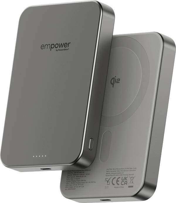 PanzerGlass empower Bank Powerbank 10000 mAh Magsafe, Qi Wireless Charging  USB-C® Grau Statusanzeige