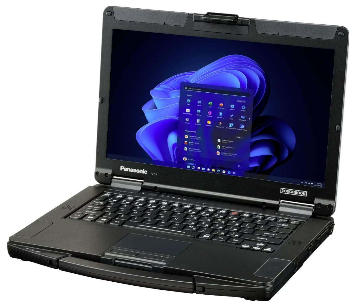 Ein Laptop mit geöffneter Windows-11-Benutzeroberfläche auf dem Bildschirm. Die Tastatur und das Touchpad sind sichtbar.