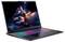 Ein Laptop, der ein lebendiges weltraumthematisches Bild auf dem Bildschirm zeigt, mit einer farbenfroh hintergrundbeleuchteten Tastatur auf einem weißen Hintergrund.