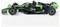 Ein schwarzer und grüner Formel-1-Rennwagen mit mehreren Sponsorenlogos wird in einer Seitenansicht vor einem weißen Hintergrund präsentiert.