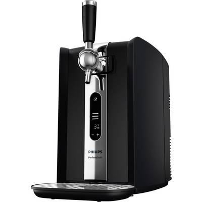 Philips PerfectDraft Bierzapfanlage in Schwarz, mit Zapfhahn zum Einschenken und digitaler Temperaturanzeige.
