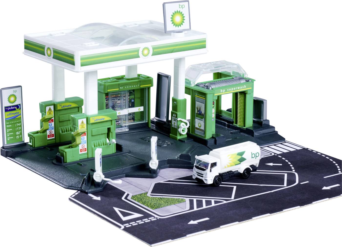 Majorette Petrol Station BP + 1 Vehicle Tankstellen-Set