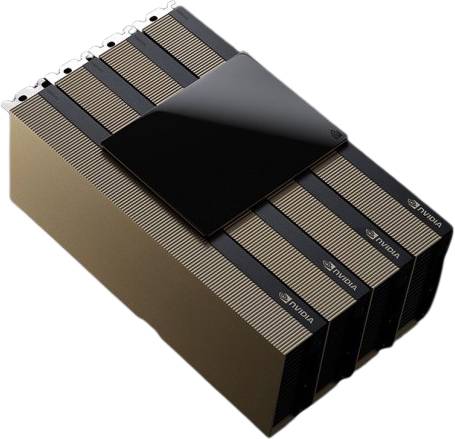 Eine Computergrafikkarte mit einem schwarz-goldenen Design, ausgestattet mit Kühlrippen und dem NVIDIA-Logo.