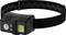 Eine schwarze Stirnlampe mit LED-Licht und verstellbarem Gurt, konzipiert für beleuchtung ohne Hände während Aktivitäten im Freien.