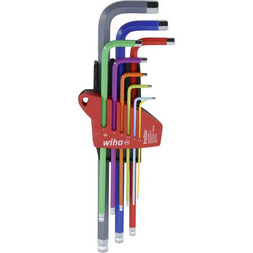 Wiha Sechskant-Kugelkopf 9-tlg. farbig leuchtend Sechskant Stiftschlüsselsatz 1.5, 2, 2.5, 3, 4, 5, 6, 8, 10 9teilig