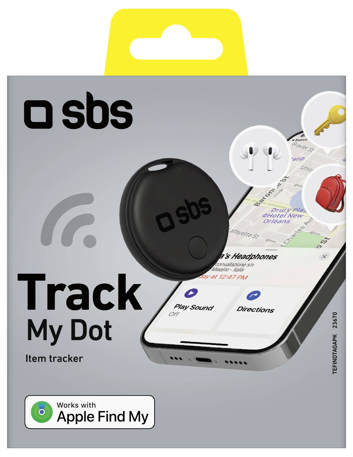 sbs mobile Track my Dot AirTag Schlüsselanhänger Schwarz-1
