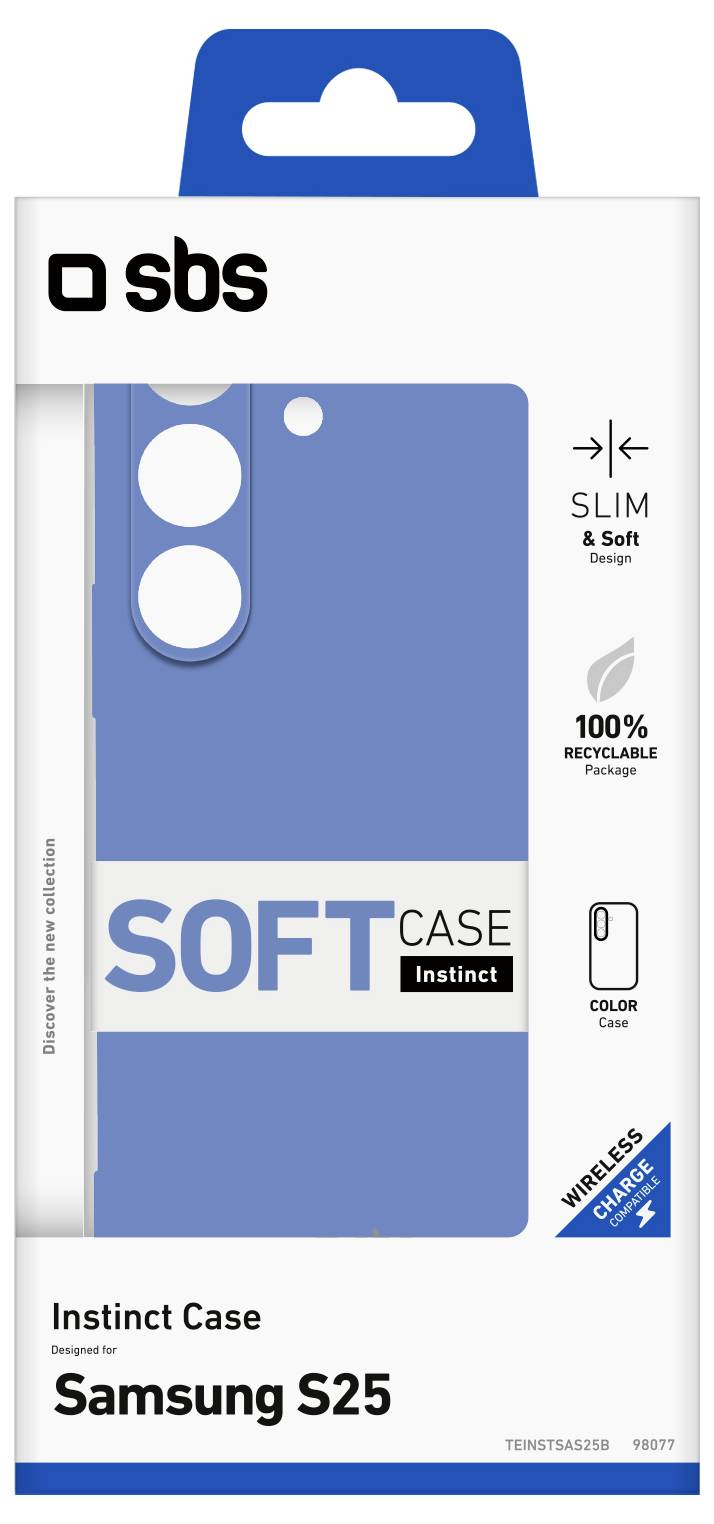Hülle „Wallet Smooth Stand Function" für Samsung S25 Ultra in weißer und blauer Verpackung mit einer „Öffnen"-Lasche an der Seite.