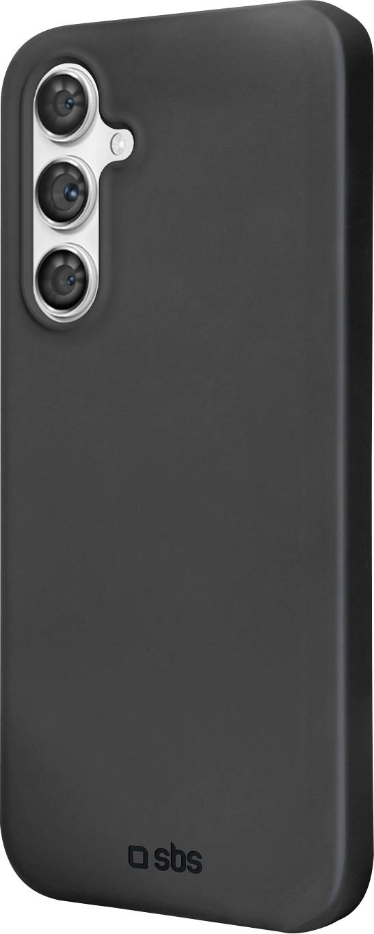 Eine schwarze Handyhülle mit einer Aussparung für eine Dreifach-Linsen-Kamera in der oberen linken Ecke, entworfen für ein modernes Smartphone.