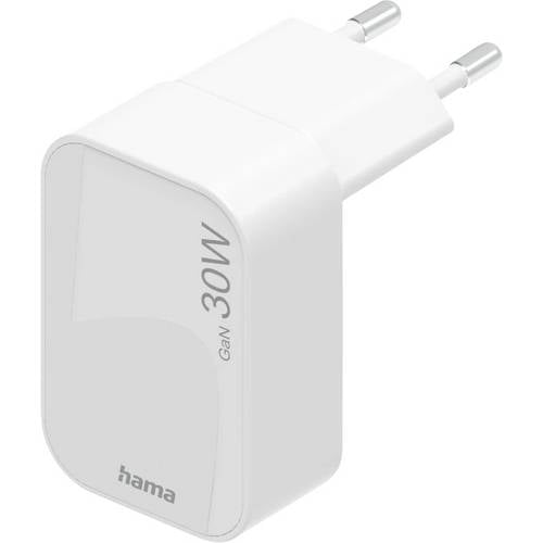Hama USB Ladegerät 30 W USB-C® USB PD 3.0, QC 2.0, QC 3.0 Weiß Steckdose GaN, USB Power Delivery (USB-PD)