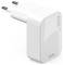 Ein weißer 'hama GaN 30W' USB-C Netzladegerät mit zwei Stiften, entwickelt für das schnelle Laden von mobilen Geräten.