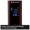 'Einhell' Gerät mit großem, beleuchtetem LCD-Display zeigt Messungen von 1,975 m, 0,773 m und 0,780 m an. Hinweis: Intuitive Nutzung.
