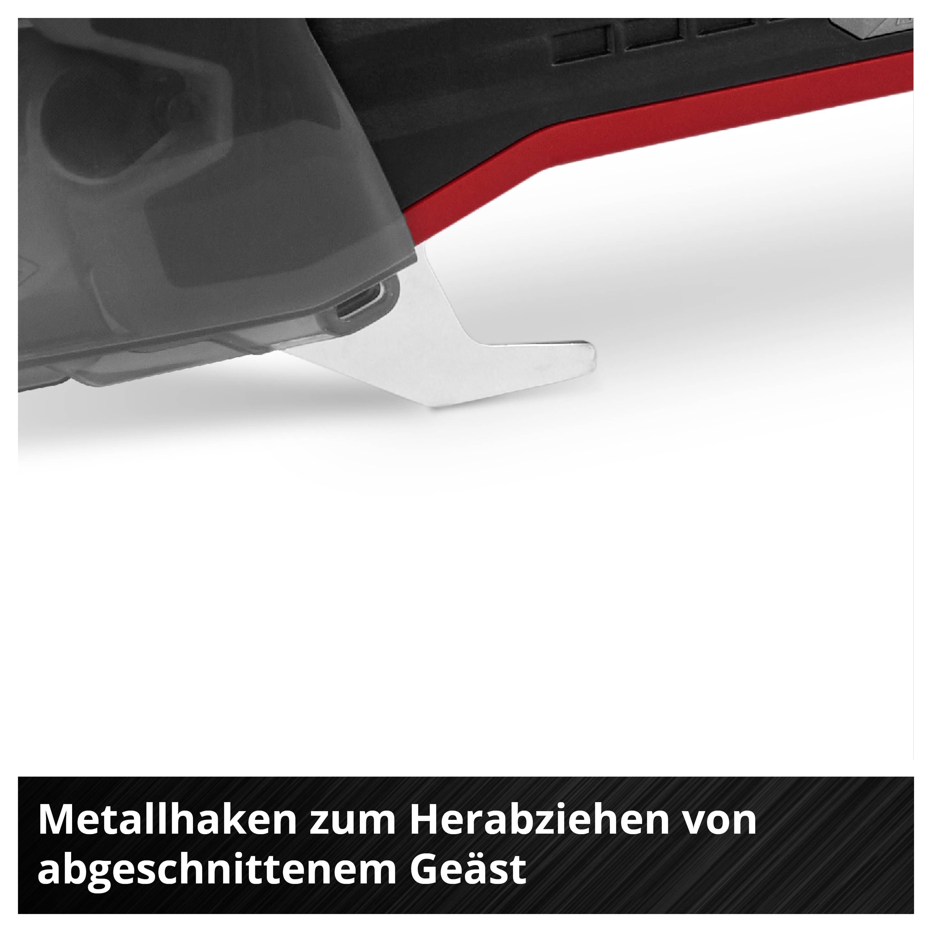 Metallhaken eines Werkzeugs, verwendet zum Herabziehen von abgeschnittenem Geäst.