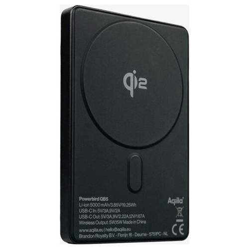 Aqiila Ladegerät Wireless Powerbank 5.000 mAh Magsafe, Qi Wireless Charging, USB PD, Fast Charge, Smart IC, Pass-Through...