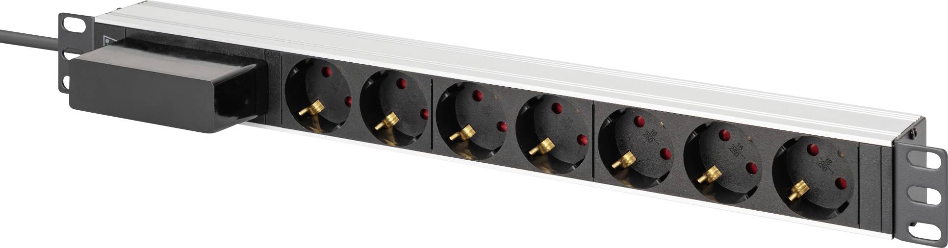 Digitus DN-95439 19 Zoll 19 Zoll Netzwerkschrank Schutzkontaktsteckdose inkl. 2 Metallhalterungen, Überstromschutz Silbe
