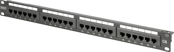 Digitus DIGITUS - CAT 6, Klasse E Patch Panel, ungeschirmt Patch-Panel 483 mm (19") CAT 6a Schwarz Bestückt