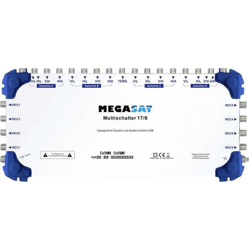 MegaSat 0600154 SAT Multischalter Eingänge (Multischalter): 17 (16 SAT/1 terrestrisch) Teilnehmer-Anzahl: 8