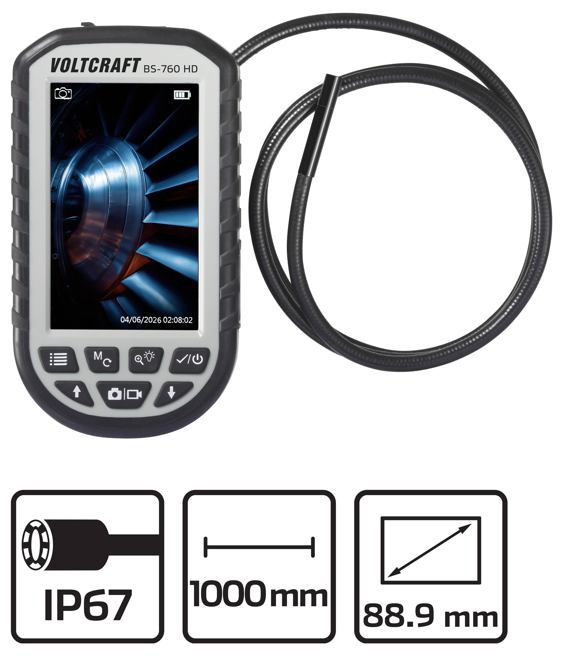 VOLTCRAFT VC-17782295 Endoskop Sonden-Ø: 5.5 mm Sonden-Länge: 1 m-13