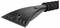 Ein schwarzer Handeisskratzer mit gepolstertem Griff und gezackter Kante zum Entfernen von Eis von Autofenstern.