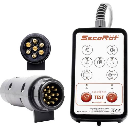 SecoRüt 70241.2 SecoRüt Prüfbox für Anhängersteckdosen 7 und 13 Polig (12 Volt) Zugwagentester 12 V Pole:7 & 13