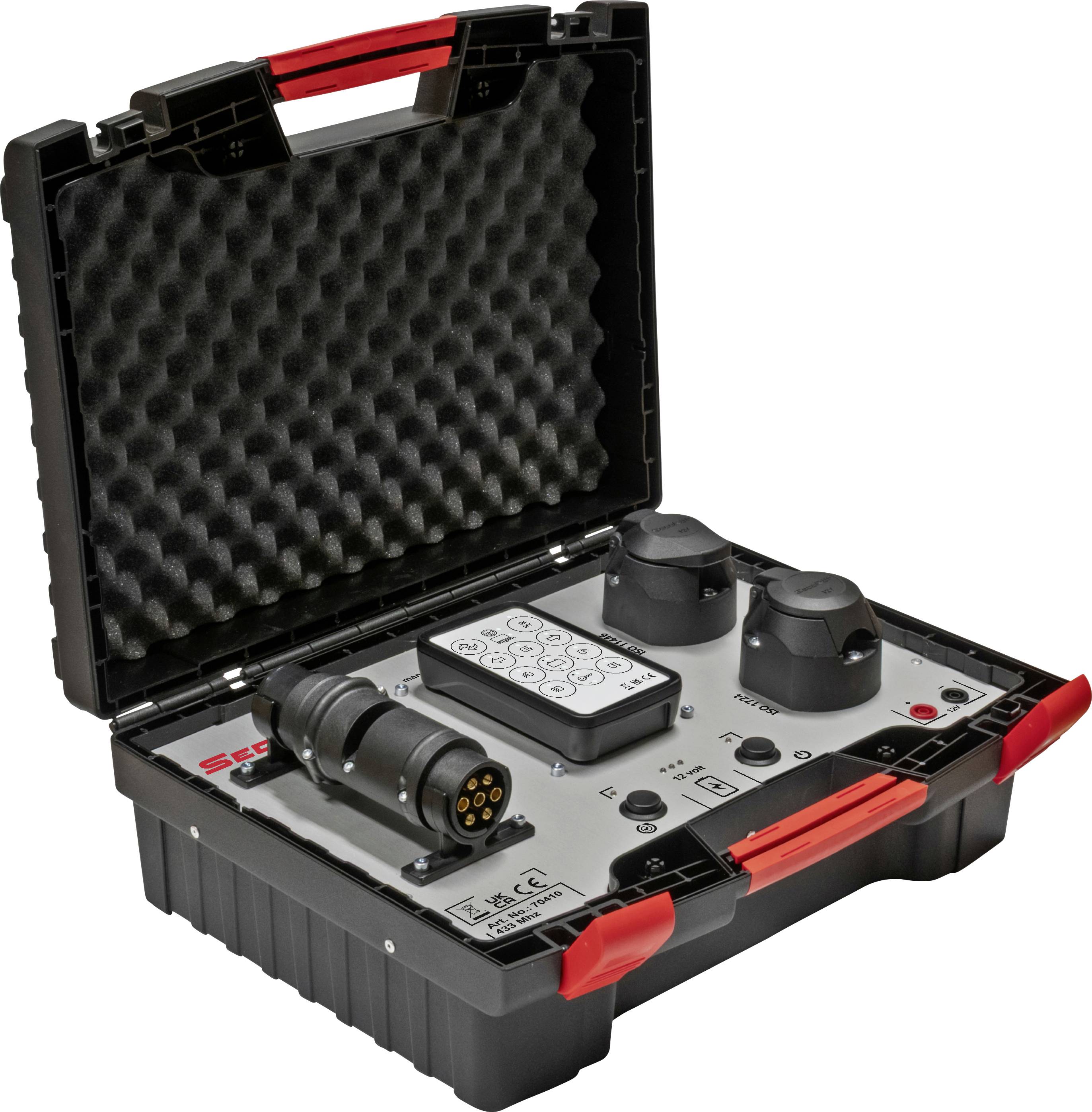 SecoRüt 70410 Wireless Control Case 12 Volt Testkoffer 7 & 13 polig per Funk Funk Anhängerprüfkoffer 12 V Pole:7 & 13