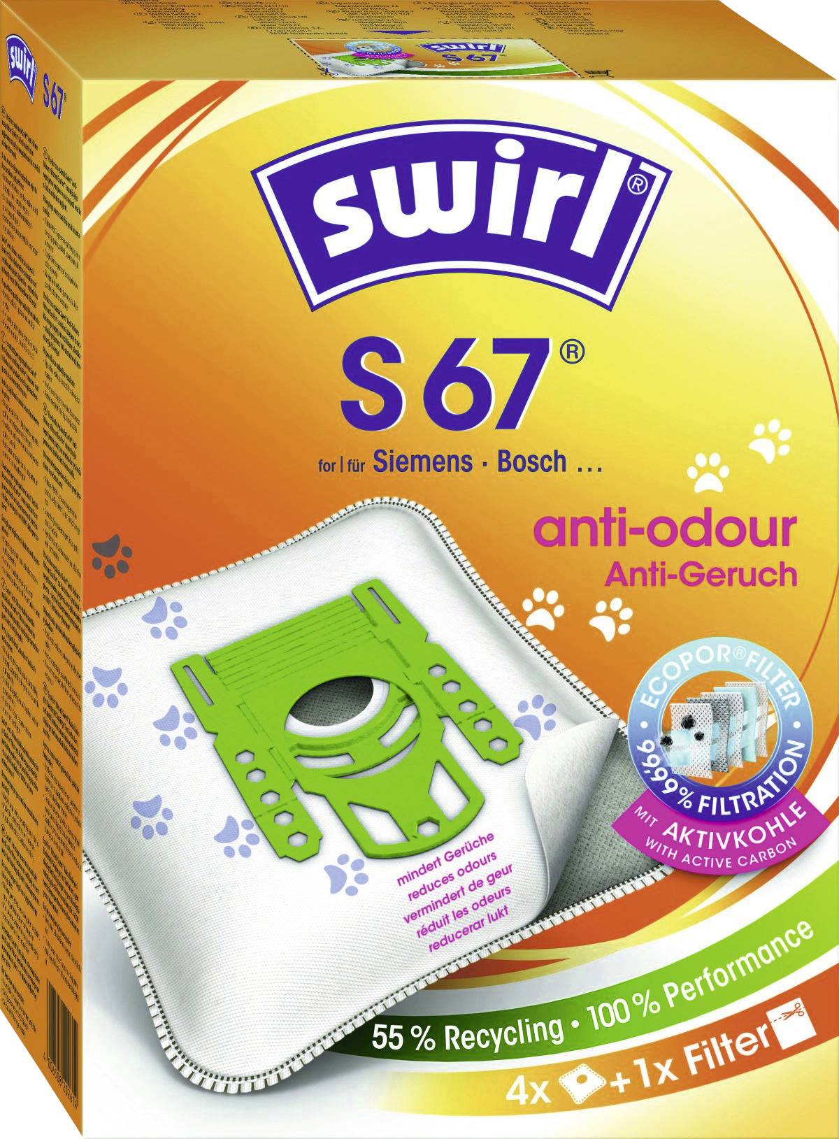 Swirl S 67 EcoPor Anti Odour Staubsaugerbeutel 4St.