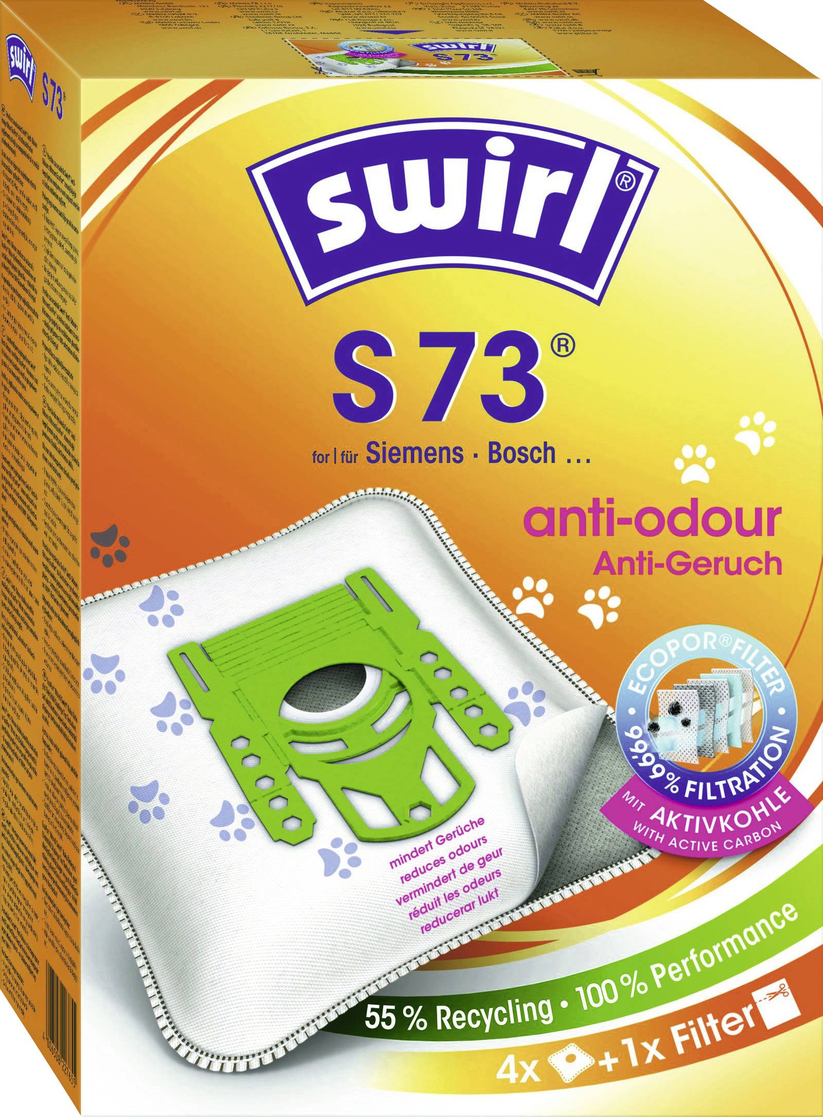 Swirl S 73 EcoPor Anti Odour Staubsaugerbeutel 4 St.
