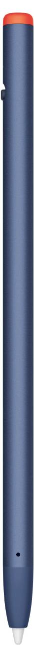 Ein schlanker, blauer digitaler Stylus-Stift mit roter Spitze, entwickelt für die Nutzung mit Touchscreens.