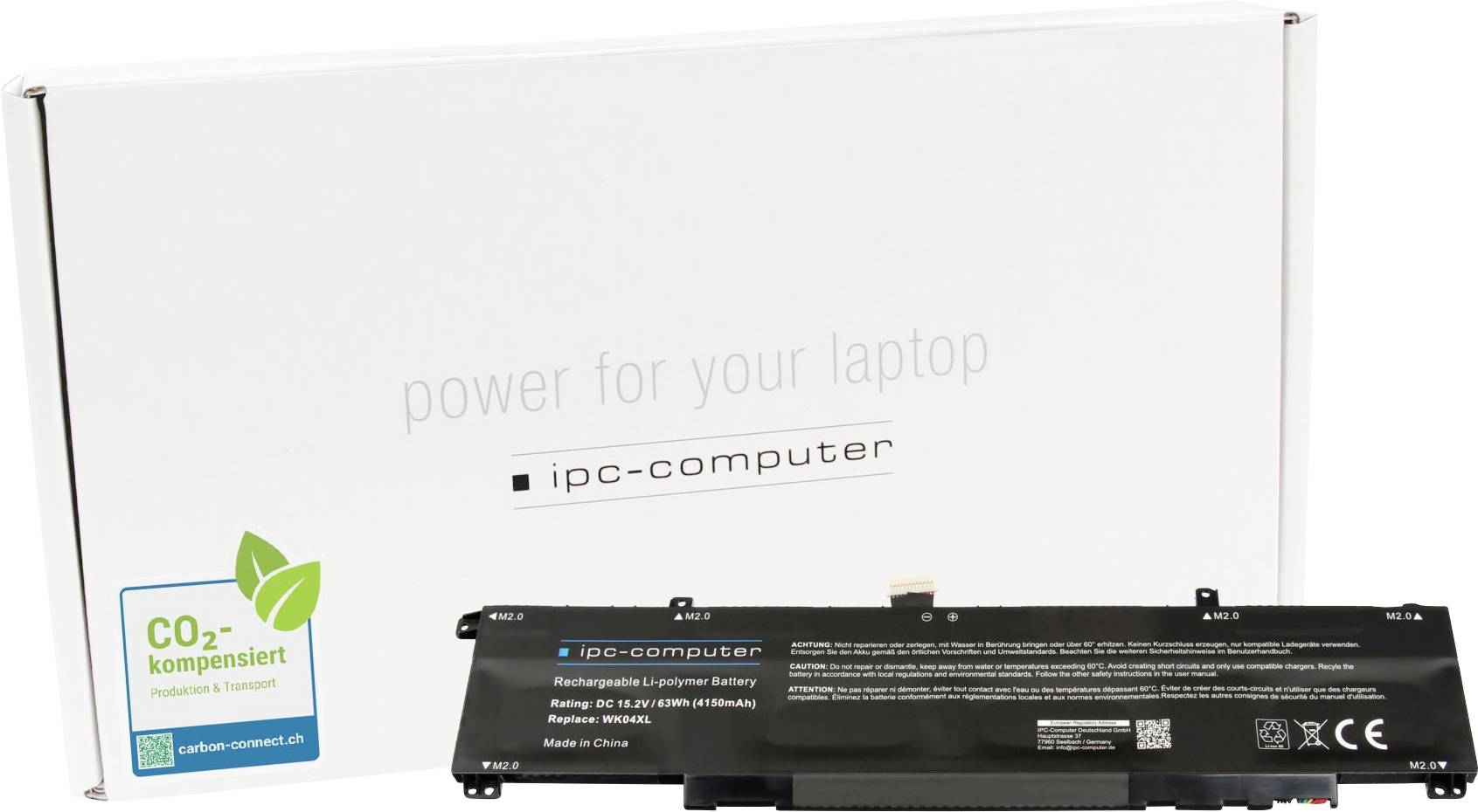 ipc-computer Notebook-Akku Akku WK04 REPLACE 15.20 V 4150 mAh IPC-Computer