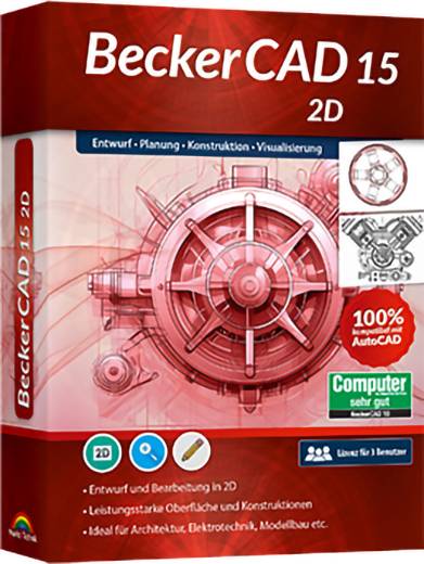 Markt & Technik 81493 BeckerCAD 15 - 2D Vollversion, 3 Lizenzen Windows CAD-Software
