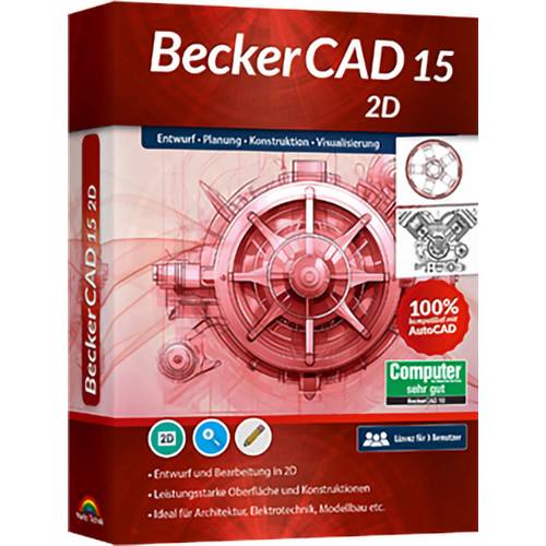 Markt & Technik 81493 BeckerCAD 15 - 2D Vollversion, 3 Lizenzen Windows CAD-Software