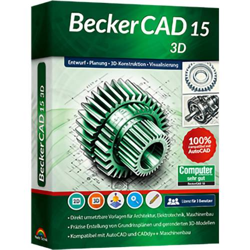 Markt & Technik 81494 BeckerCAD 15 -3D Jahreslizenz, 3 Lizenzen Windows CAD-Software