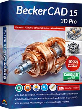 Markt & Technik 81495 BeckerCAD 15 -3D PRO Jahreslizenz, 3 Lizenzen Windows CAD-Software