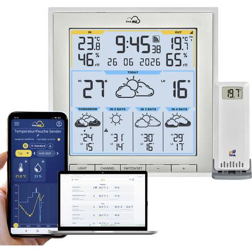 TFA Dostmann TFA.me ID-08 35.8105.02 WLAN-Wetterstation Vorhersage für 5 Tage Anzahl Sensoren max. 50 St.