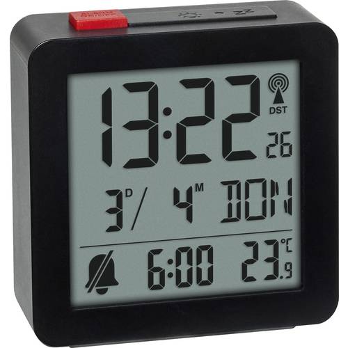 TFA Dostmann 60.2566.01 Funk Wecker Schwarz Alarmzeiten 1