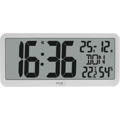 TFA Dostmann 60.4525.02 Funk Wanduhr 356 mm x 27 mm x 161 mm Weiß Großes Display