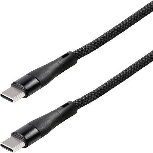 Maxtrack USB-Kabel USB 2.0 USB-C® Stecker 2 m Schwarz Spiralkabel, vergoldete Steckkontakte C532-2L
