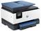 Ein weißer und blauer Multifunktionsdrucker mit Touchscreen-Display und HP-Branding.